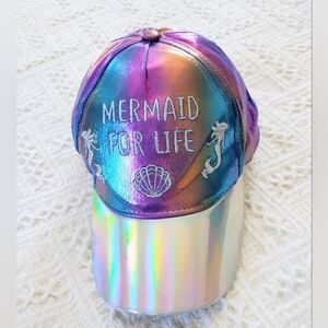 "Mermaid For Life" iridescent baseball cap. One Size